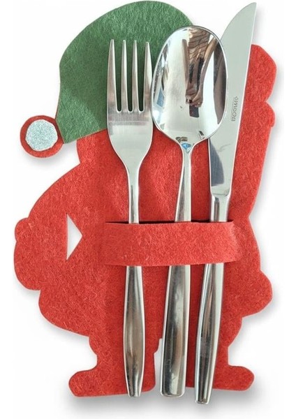 Keçe Noel Baba Tasarım Kaşıklık Kırmızı 6 Adet