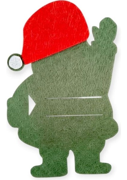 Keçe Noel Baba Tasarım Kaşıklık Yeşil 6 Adet modelleri