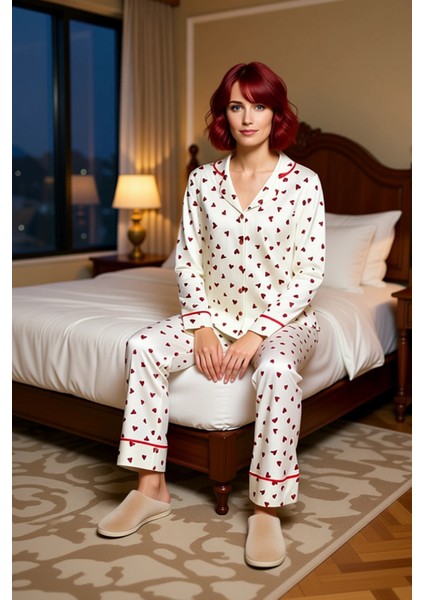 Pamuklu Kalpli Pijama Takımı Regular Kalıp Uzun Kollu Kışlık Trend Tasarım Dayanıklı Malzeme