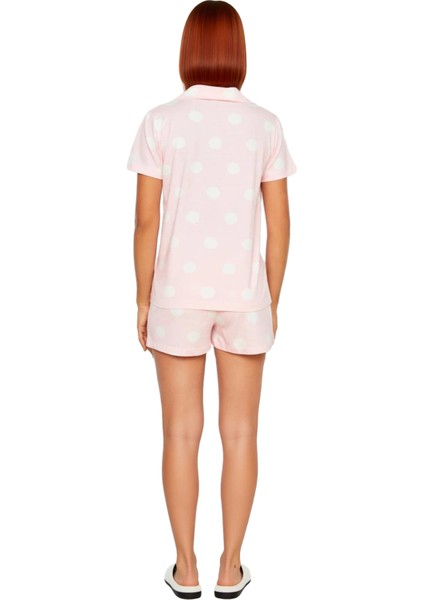 Rahat %100 Pamuk Pijama Takımı Puantiyeli Desen Kısa Kollu Yazlık Premium Kalite Kaliteli Işçilik
