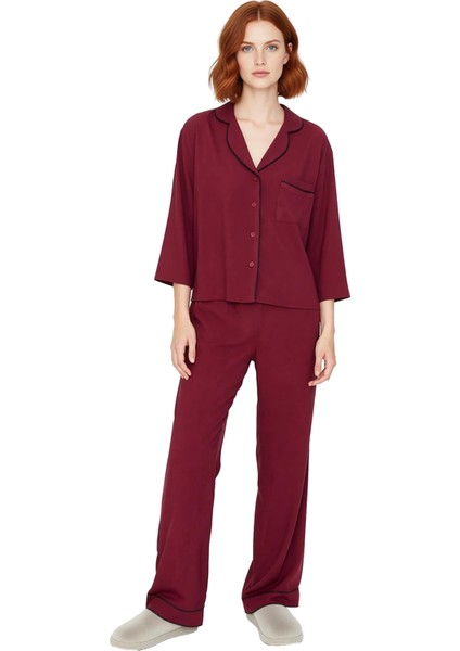 Shally Dokuma Viskon Pijama Takımı Kışlık Rahat Kalıp Dayanıklı Malzeme Profesyonel Görünüm indirimleri