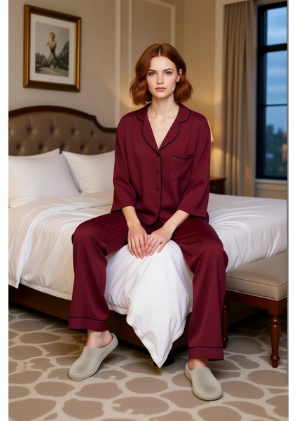 Shally Dokuma Viskon Pijama Takımı Kışlık Rahat Kalıp Dayanıklı Malzeme Profesyonel Görünüm