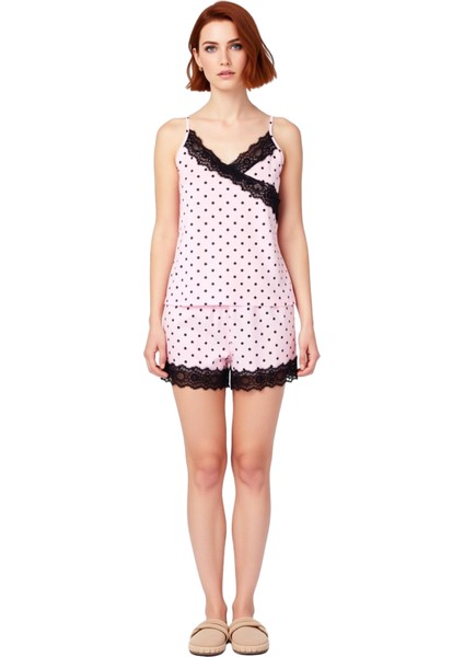 Yazlık %100 Pamuklu Pijama Takımı Puantiyeli Dantel Detay Rahat Kullanım ve Şık indirimleri