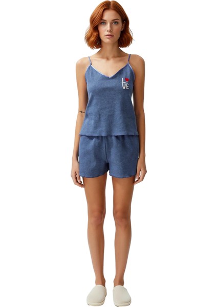 Pamuklu Pijama Takımı Ince Askılı Nakış Detaylı Rahat Kalıp Yazlık Kullanım indirimleri