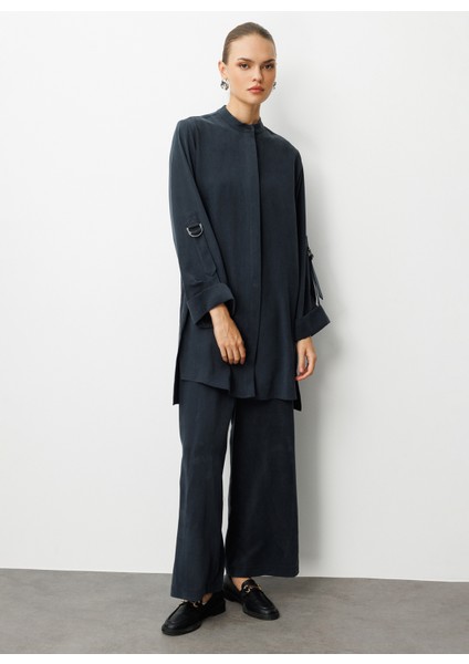 Hakim Yaka Düz Siyah Kadın Tunik M1MZ1030210168