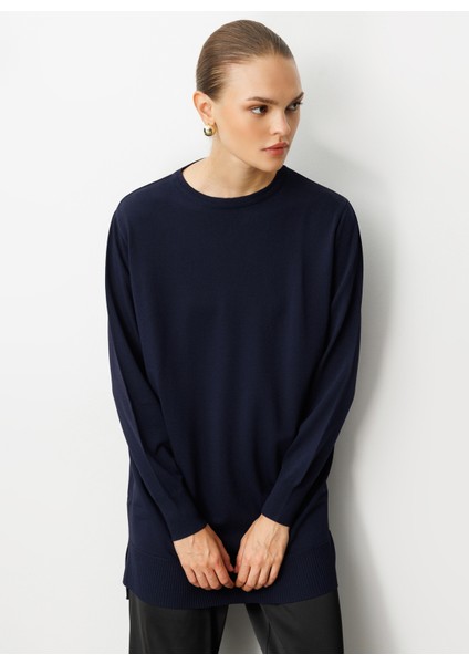 O Yaka Düz Lacivert Kadın Tunik M1MZ1030240003 fiyatları
