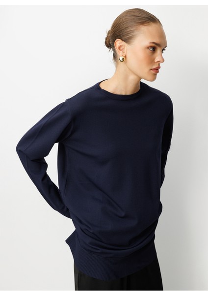 O Yaka Düz Lacivert Kadın Tunik M1MZ1030240003 modelleri