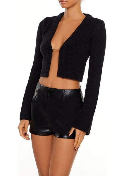 Zincir Detaylı Düğmesiz Hırka