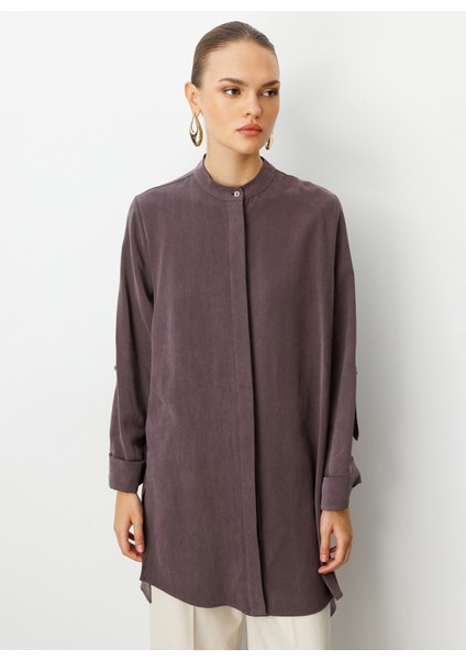 Hakim Yaka Düz Kahve Kadın Tunik M1MZ1030210168 fiyatları