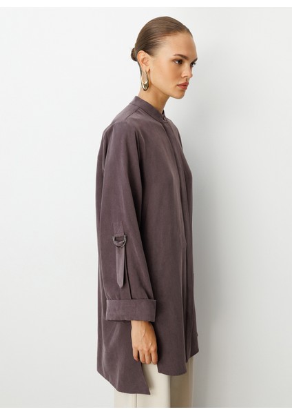 Hakim Yaka Düz Kahve Kadın Tunik M1MZ1030210168 modelleri