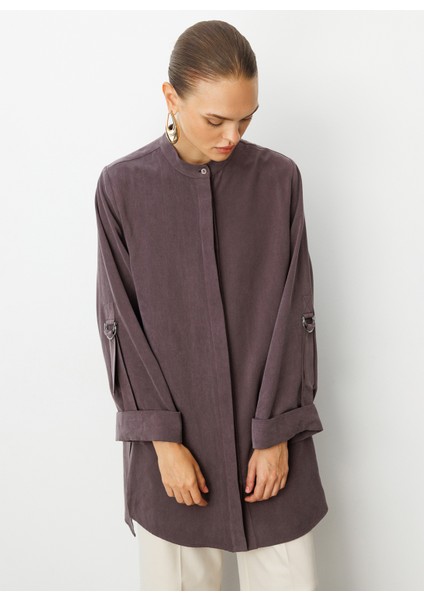 Hakim Yaka Düz Kahve Kadın Tunik M1MZ1030210168 fırsatları