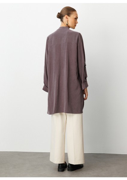 Hakim Yaka Düz Kahve Kadın Tunik M1MZ1030210168 indirimleri