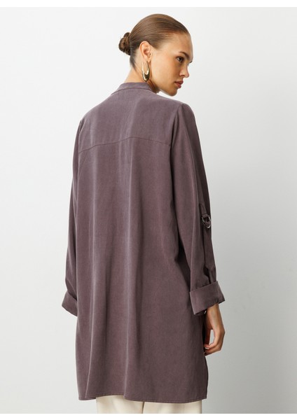 Hakim Yaka Düz Kahve Kadın Tunik M1MZ1030210168