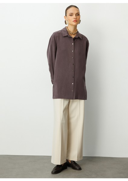 Klasik Yaka Düz Kahve Kadın Tunik M1MZ1030210167