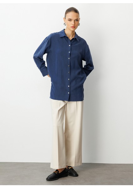 Klasik Yaka Düz Indigo Kadın Tunik M1MZ1030210167