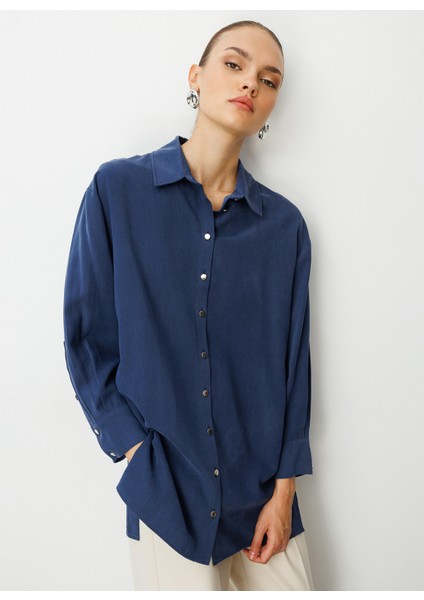 Klasik Yaka Düz Indigo Kadın Tunik M1MZ1030210167 modelleri