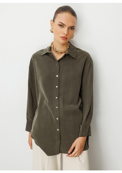 Klasik Yaka Düz Haki Kadın Tunik M1MZ1030210167 fiyatları