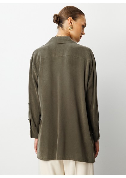 Klasik Yaka Düz Haki Kadın Tunik M1MZ1030210167 indirimleri