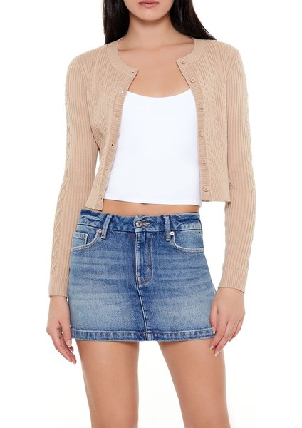 Örgü Desenli Crop Hırka