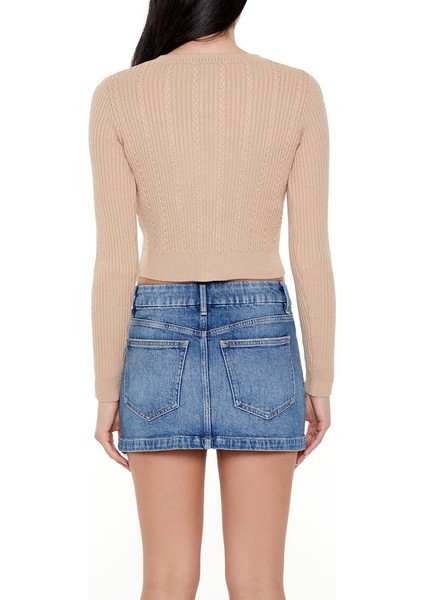 Örgü Desenli Crop Hırka indirimleri