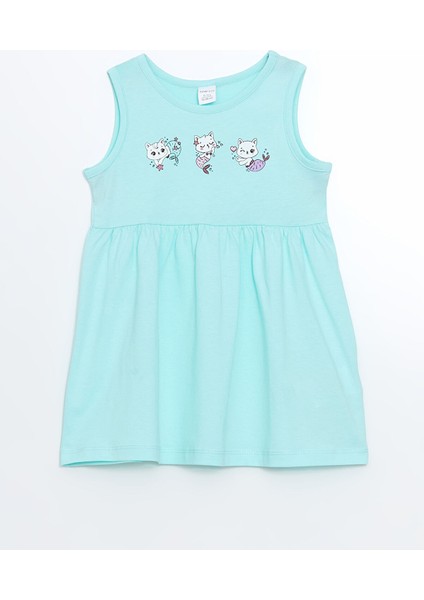 Yeni Sezon Bisiklet Yaka Çiçekli Kız Çocuk Elbise