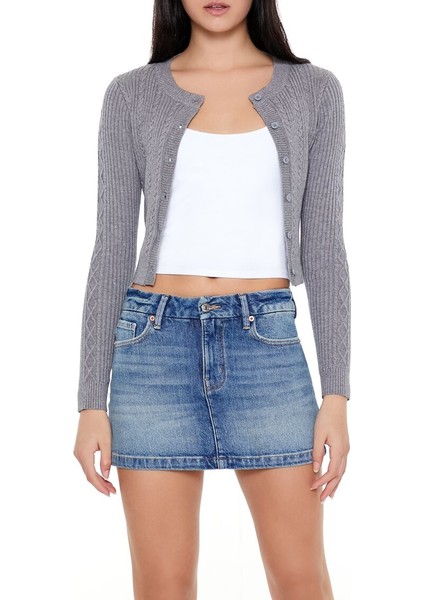 Örgü Desenli Crop Hırka