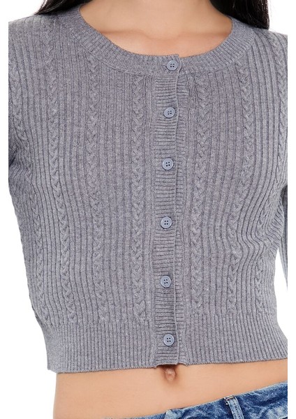 Örgü Desenli Crop Hırka modelleri