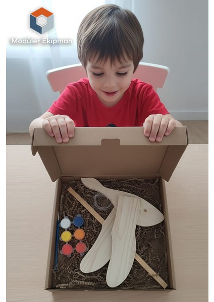 %100 Doğal Ağaç Kendin Yap Uçan Kuş Boyama Kiti Çocuk Eğitimi