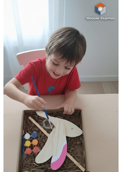 %100 Doğal Ağaç Kendin Yap Uçan Kuş Boyama Kiti Çocuk Eğitimi