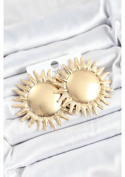 Pirinç Güneş Model Gold Renk Kadın Küpe - Lisinya