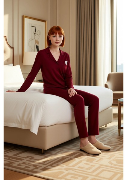 Kadın Penguen Baskılı Gömlek Pantolon Pijama Takımı Fonksiyonel Dayanıklı Kaliteli Estetik