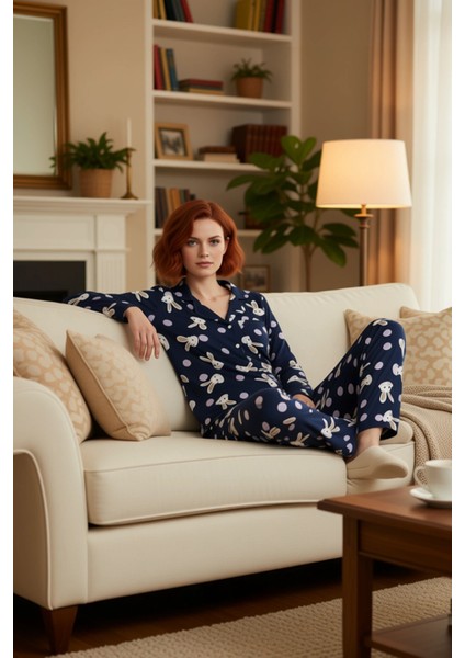 Kadın Uzun Kollu Tavşan Desenli Viskon Pijama Takımı Fonksiyonel Dayanıklı Kaliteli Modern indirimleri