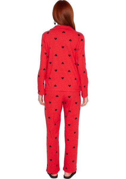Kadın Gömlek Yaka Kalpli Pijama Takımı Fonksiyonel Dayanıklı Kaliteli Konforlu Estetik Şık modelleri