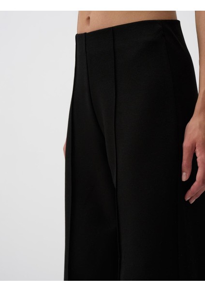 Siyah Bol Paça Yüksek Bel Uzun Örme Pantolon indirimleri