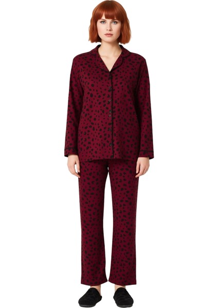 Kadın Benekli Gömlek Yaka Pijama Seti Fonksiyonel Dayanıklı Kaliteli Konforlu Estetik Spor fiyatları