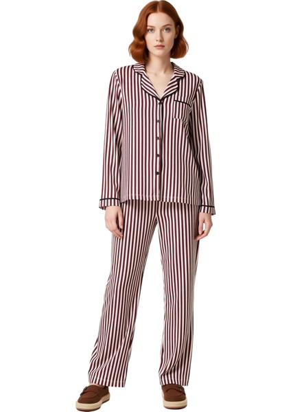 Kadın Çizgili Ev Giyim Pijama Seti Fonksiyonel Dayanıklı Kaliteli Konforlu Estetik Premium modelleri