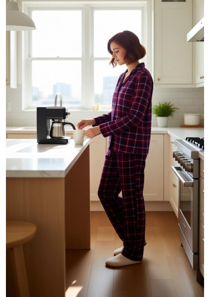 Kadın Ekoseli Gömlek Yaka Konforlu Pijama Takımı Fonksiyonel Dayanıklı Kaliteli Estetik Şık fırsatları