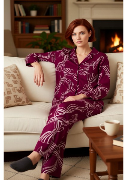 Kadın Viskon Hayvan Desenli Pijama Takımı Gömlek Yaka Fonksiyonel Dayanıklı Kaliteli Rahat fırsatları