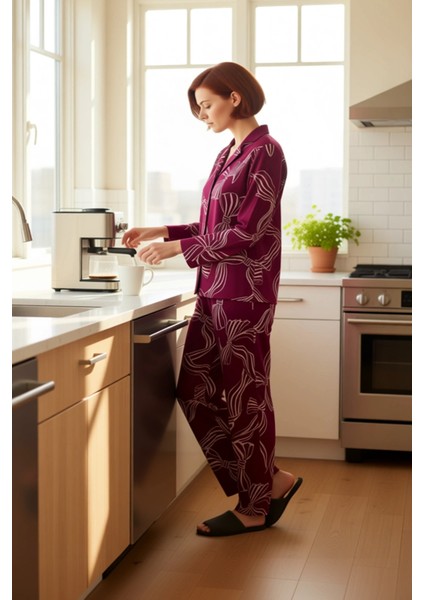 Kadın Viskon Hayvan Desenli Pijama Takımı Gömlek Yaka Fonksiyonel Dayanıklı Kaliteli Rahat indirimleri