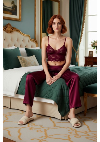 Kadın Açık Saten ve Dantel Pijama Seti Fonksiyonel Dayanıklı Kaliteli Konforlu Estetik Şık