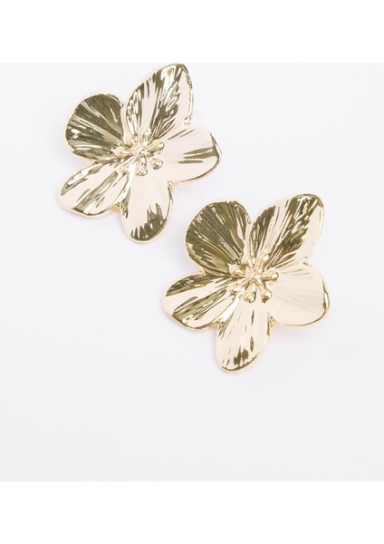 Altın Rengi Zarif Çiçek Figürlü Modern Küpe fiyatları