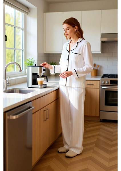 Kadın Çizgili Ev Giyim Pijama Seti Fonksiyonel Dayanıklı Kaliteli Konforlu Estetik Premium