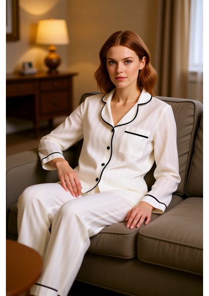 Kadın Çizgili Ev Giyim Pijama Seti Fonksiyonel Dayanıklı Kaliteli Konforlu Estetik Premium indirimleri