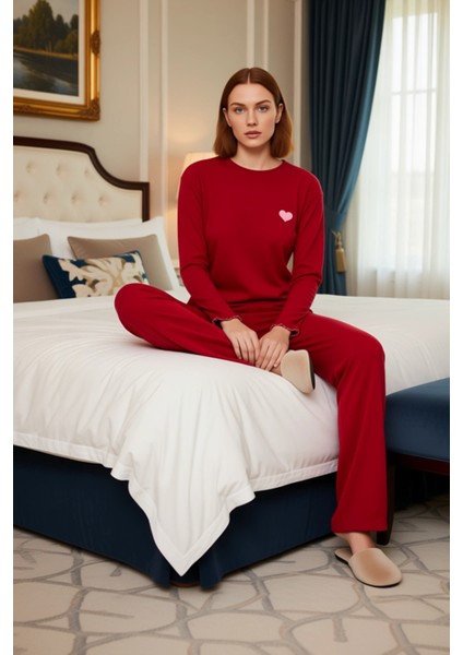 Kadın Melanj Nakışlı Bisiklet Yaka Pijama Takımı Fonksiyonel Dayanıklı Kaliteli Konforlu Şık fiyatları