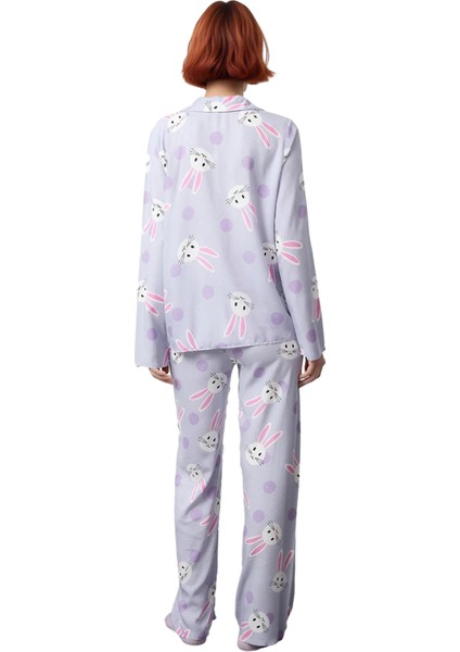 Kadın Uzun Kollu Tavşan Desenli Viskon Pijama Takımı Fonksiyonel Dayanıklı Kaliteli Modern fırsatları