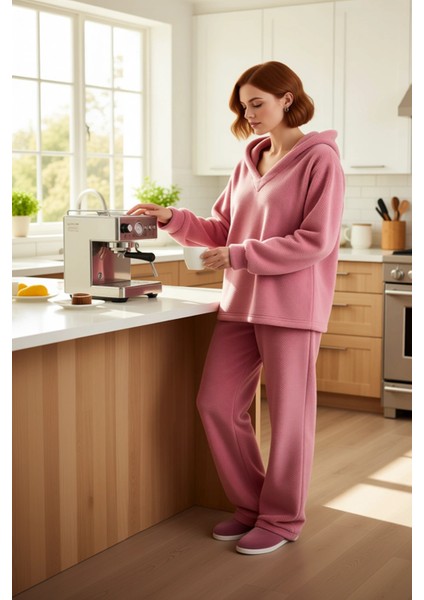 Kadın Sevimli Kulaklı Kapüşonlu Pijama Seti Fonksiyonel Dayanıklı Kaliteli Konforlu Modern