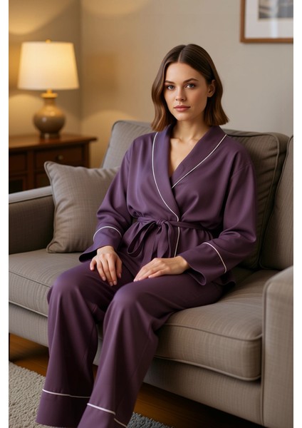 Kadın Viskon Pijama Gömlek Pantolon Takımı Fonksiyonel Dayanıklı Kaliteli Konforlu Estetik indirimleri