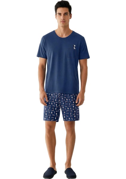 Erkek Köpek Desenli Bisiklet Yaka Pijama Takımı Fonksiyonel Dayanıklı Kaliteli Konforlu Şık fiyatları