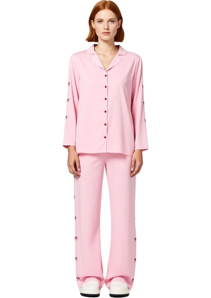 Kadin Viskon Pijama Takımı Fiyonk Detayli Fonksiyonel Dayanıklı Kaliteli Konforlu Estetik Şık modelleri