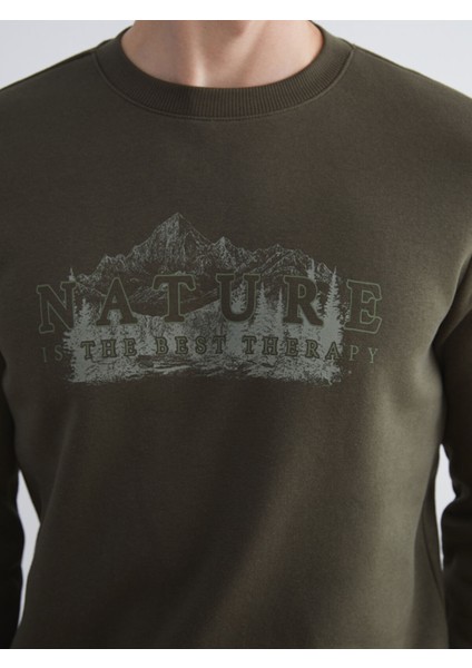 Yeni Sezon Bisiklet Yaka Baskılı Erkek Sweatshirt modelleri